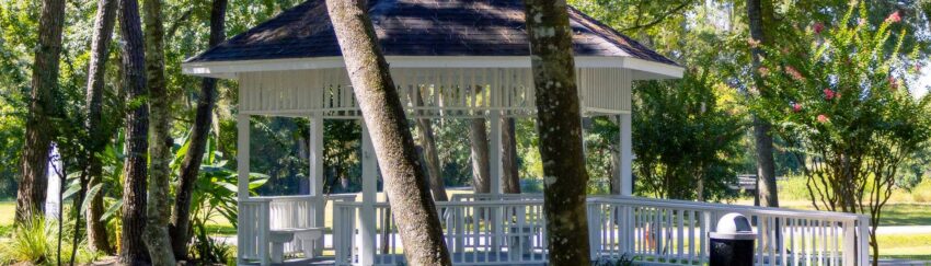 A gazebo in Conroe, Texas, whose residents can get bail bonds through All About Bail Bonds
