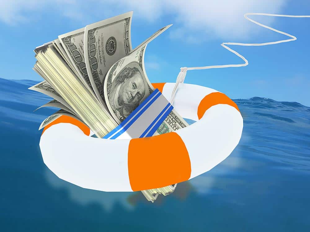 loans for bail bonds- life preserver with money