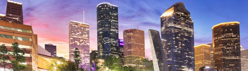 Skyscrapers in North Houston, TX, whose residents can get the services of a bail bondsman through All About Bail Bonds