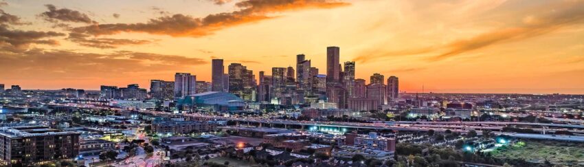 An aerial view of South Houston, TX, whose residents have cheap bail bonds available to them through All About Bail Bonds