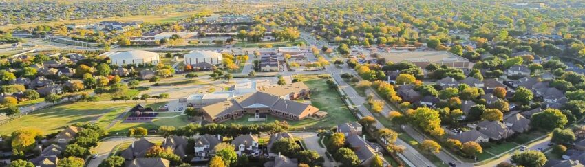 Aerial view of Trinity, TX, where cheap bail bonds are available